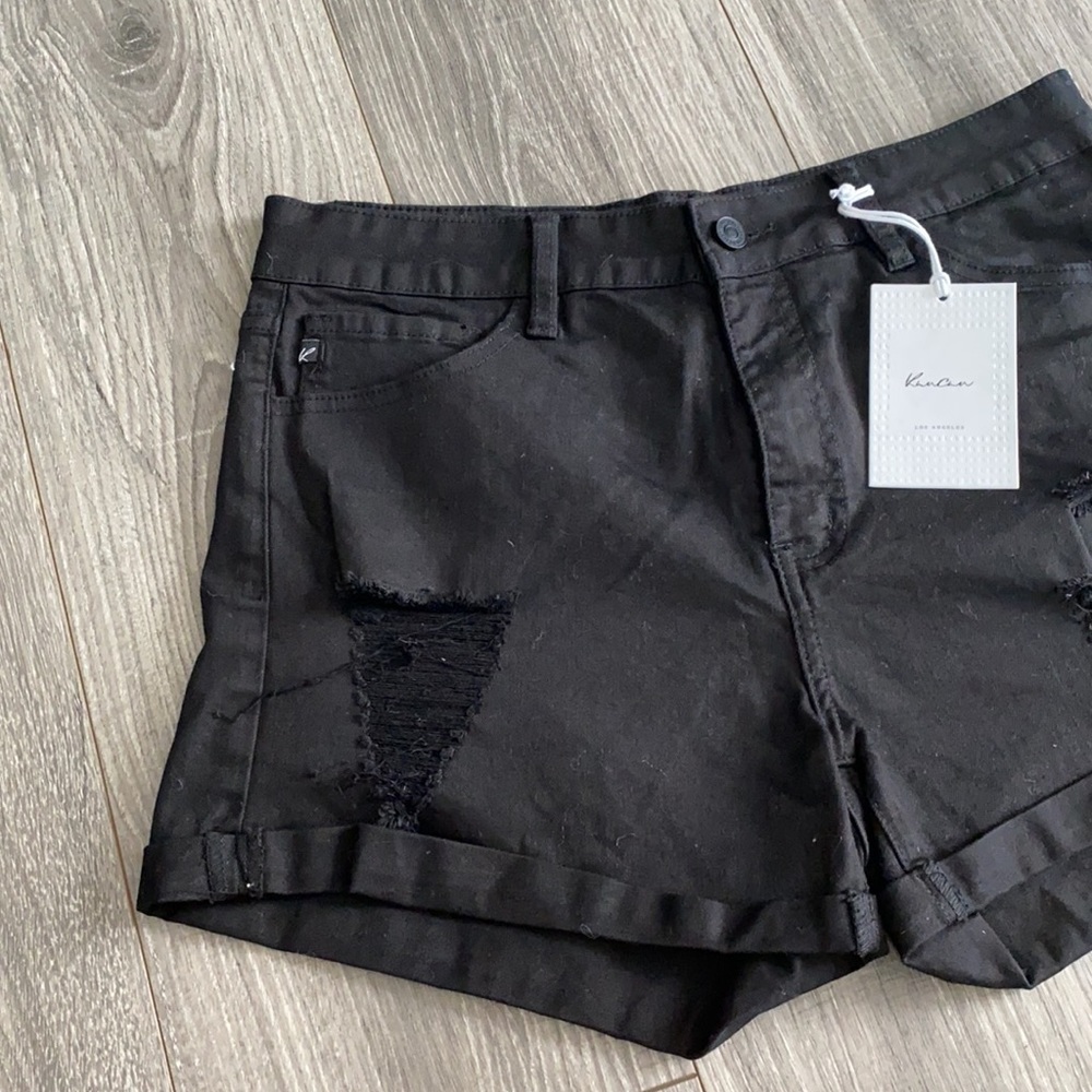 Black distressed Kancan shorts size 13/30 - Picture 2 of 6